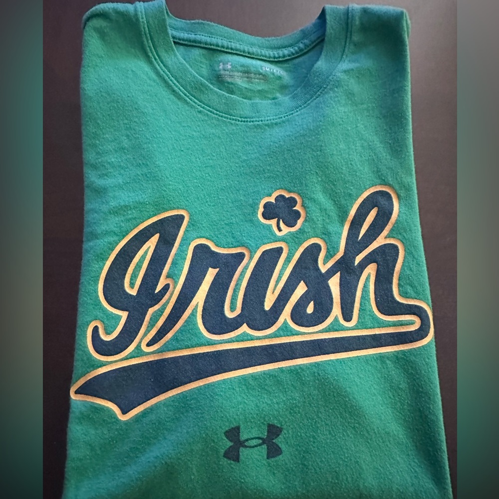 Under Armour Green 'Irish' Short Sleeve Tee with Navy & Gold Logo